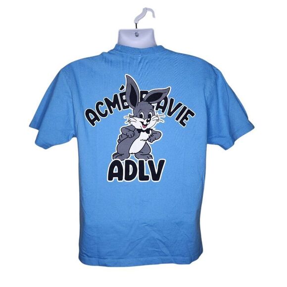 ADLV Acme De La Vie Gray Rabbit Tshirt Mens Size 1 Blue Large - Picture 1 of 8